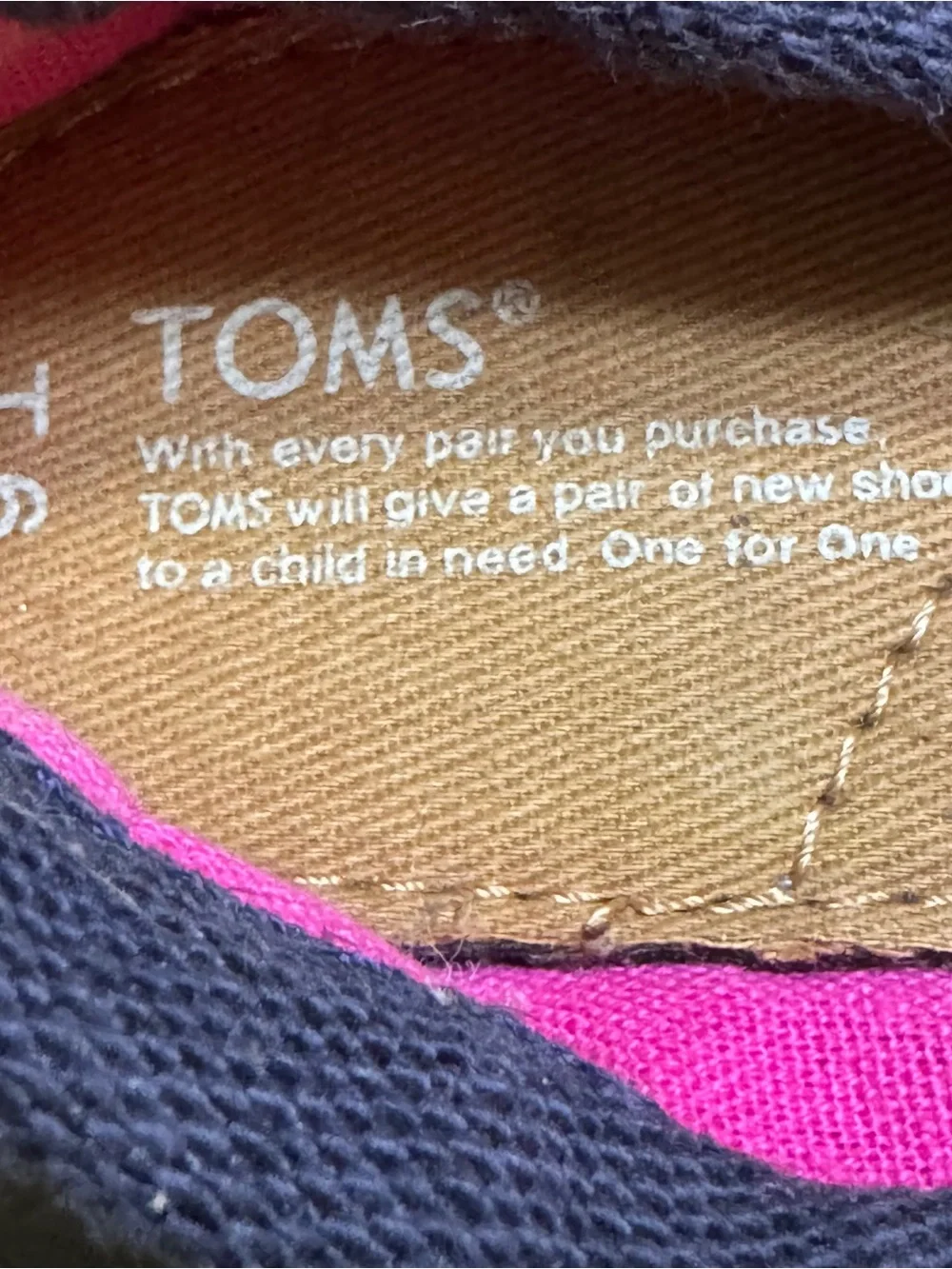TOMS Baby Girl Navy Floral Slip-Ons with Pink Accents